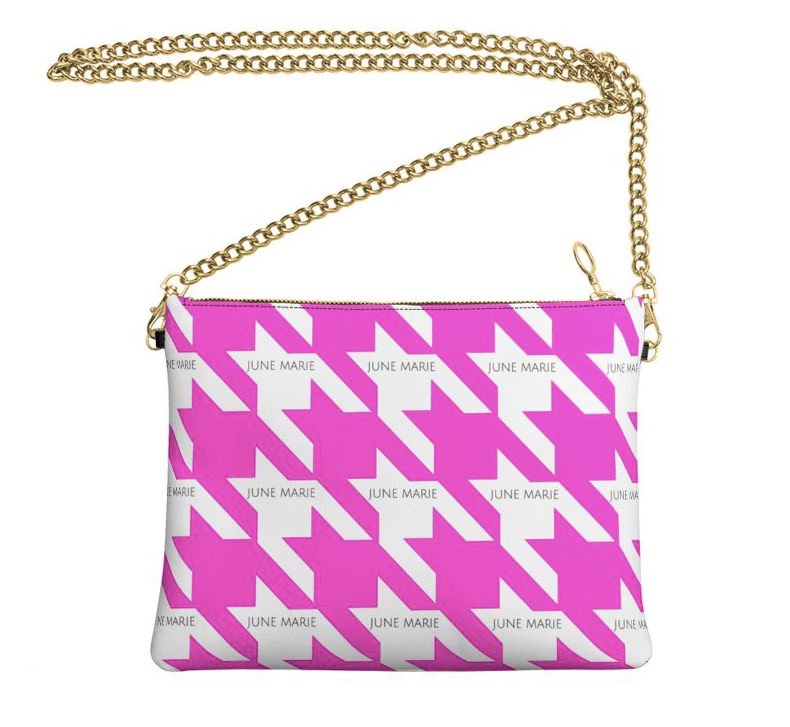 Leather Pink Houndstooth Crossbody