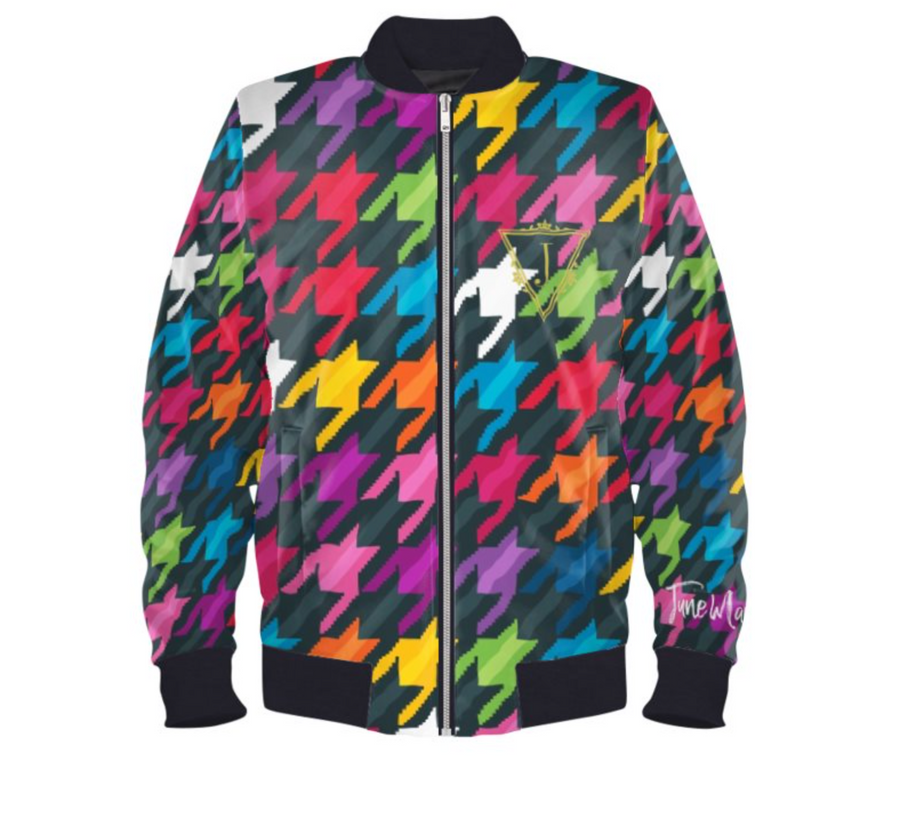 College Park Houndstooth Luxury Bomber