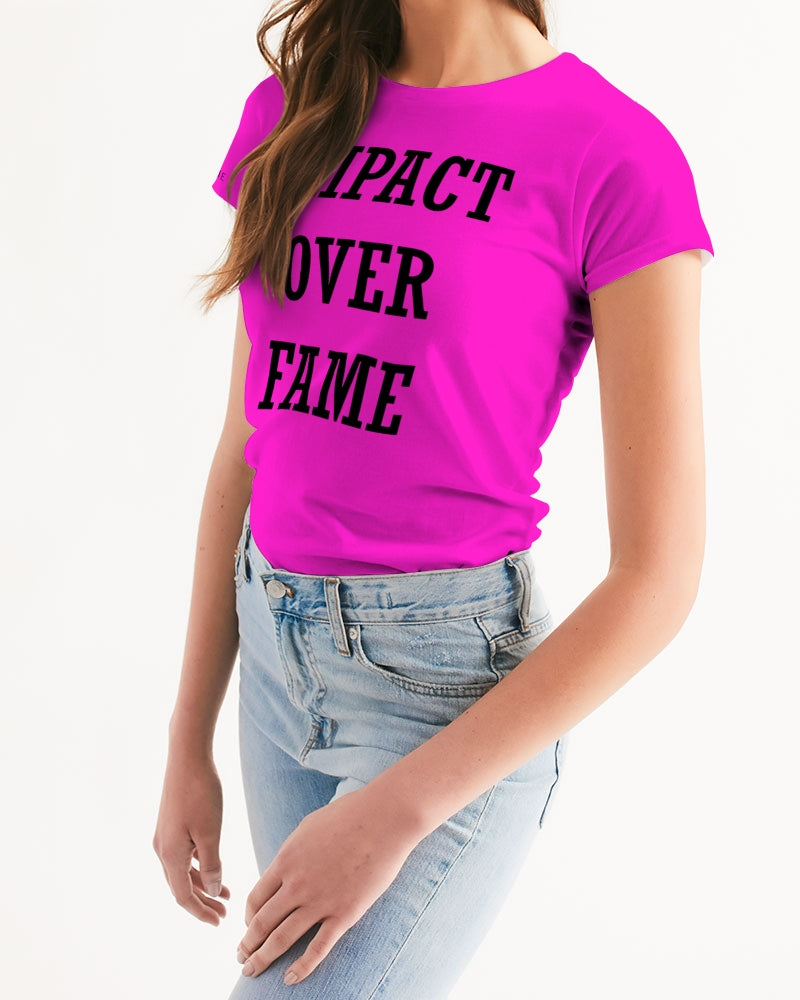 Impact Over Fame Pink & Black Tee