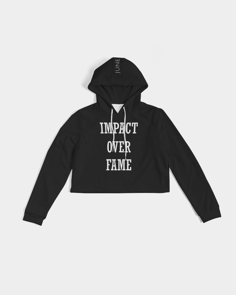 Impact Over Fame Black & White Cropped Hoodie