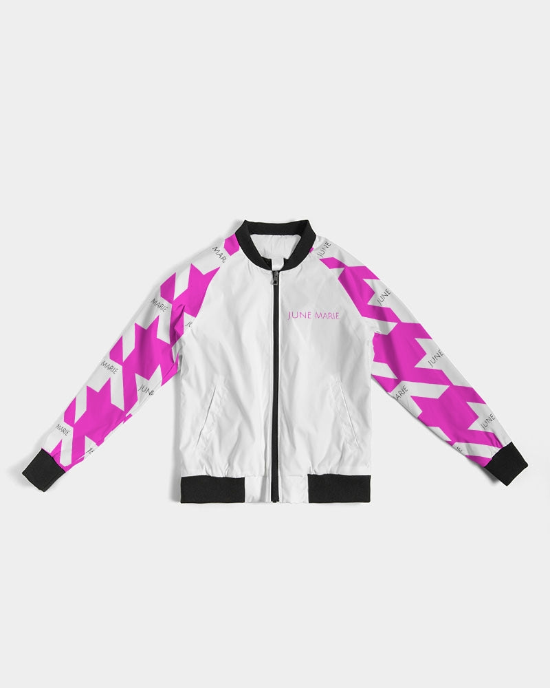 Pink Houndstooth Bomber Jacket