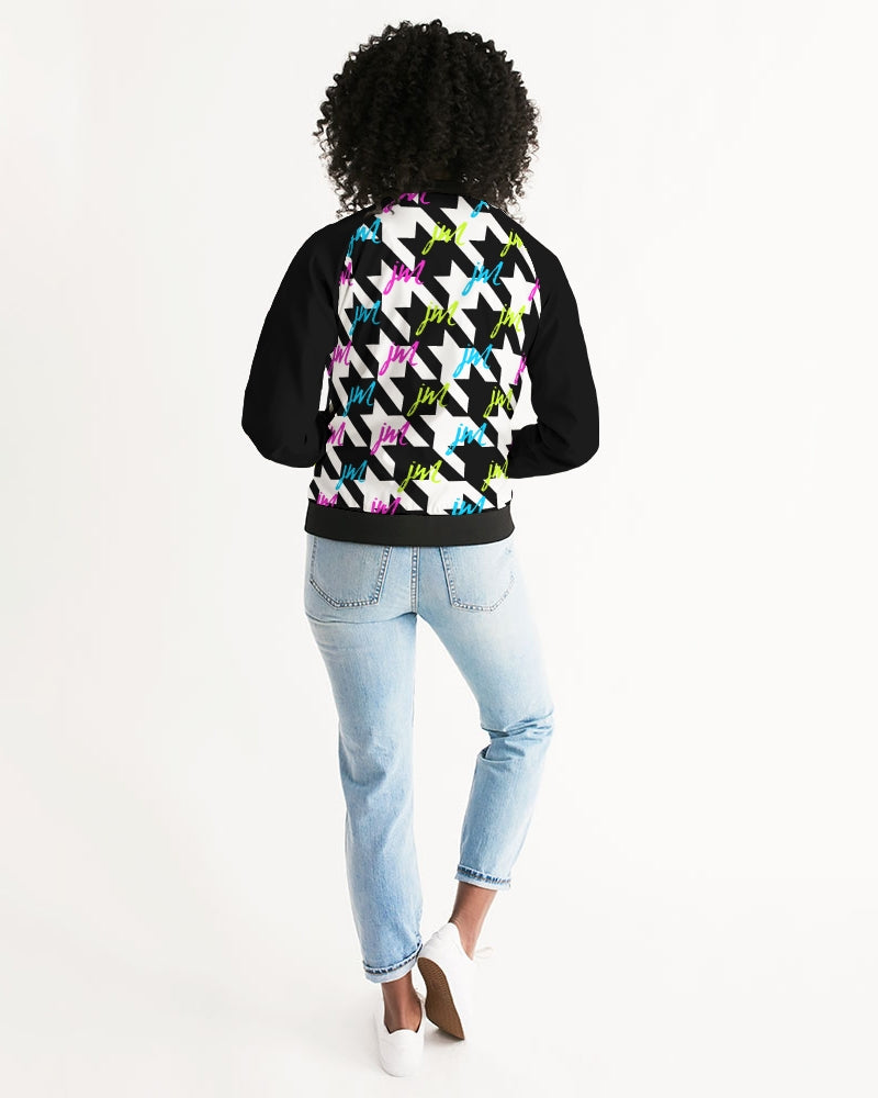 Muti-colored Houndstooth Bomber Jacket