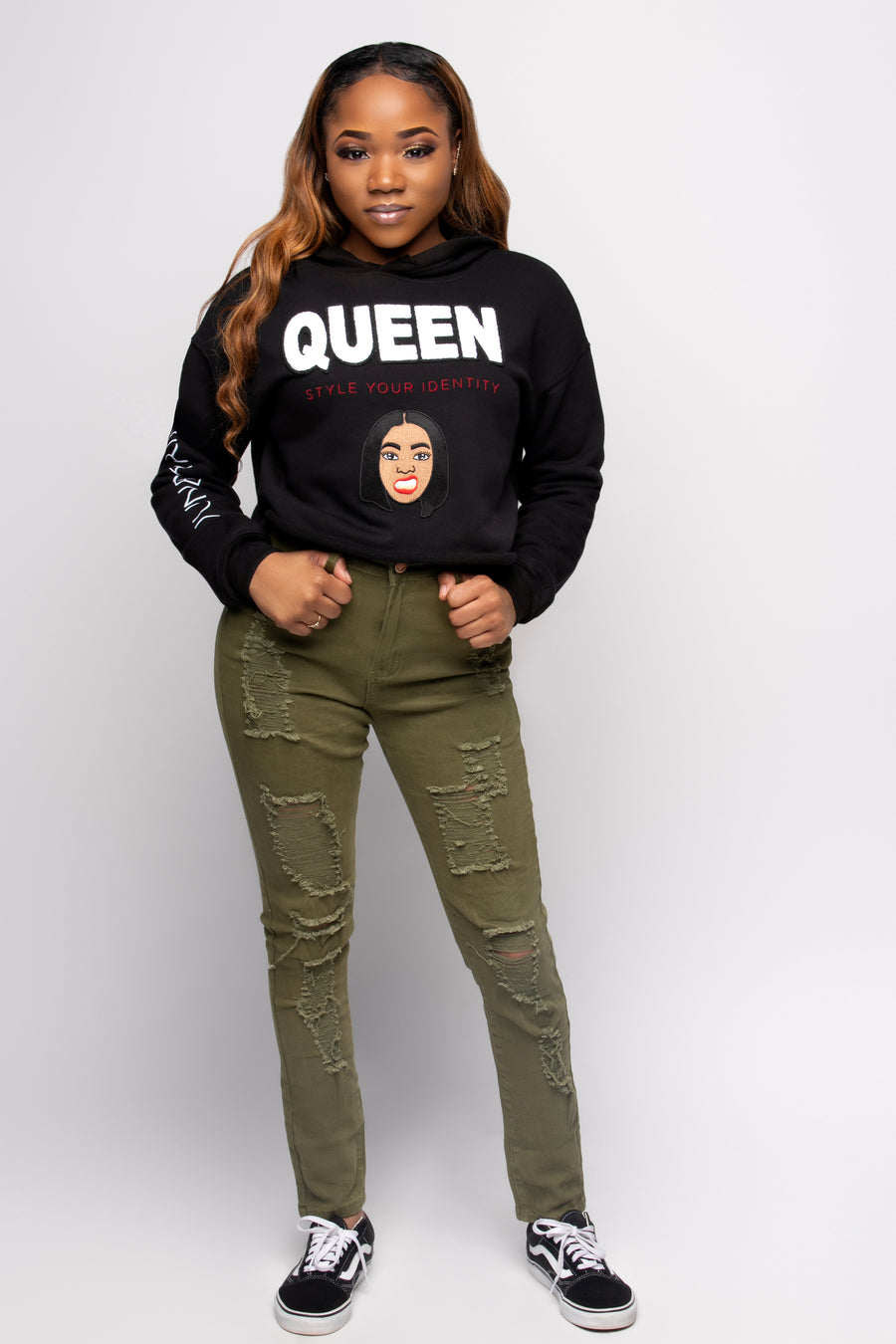 Black Queen Cropped Hoodie