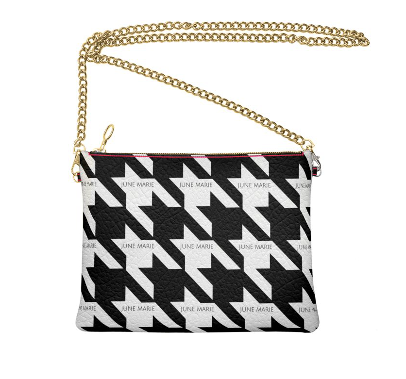 Leather Houndstooth Crossbody Bag