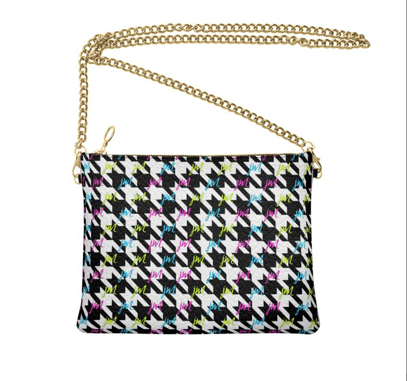 Leather Multi-colored Houndstooth Crossbody