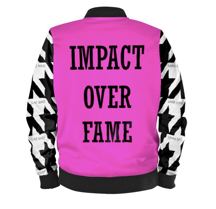 Black & Pink Impact Over Fame Luxury Bomber