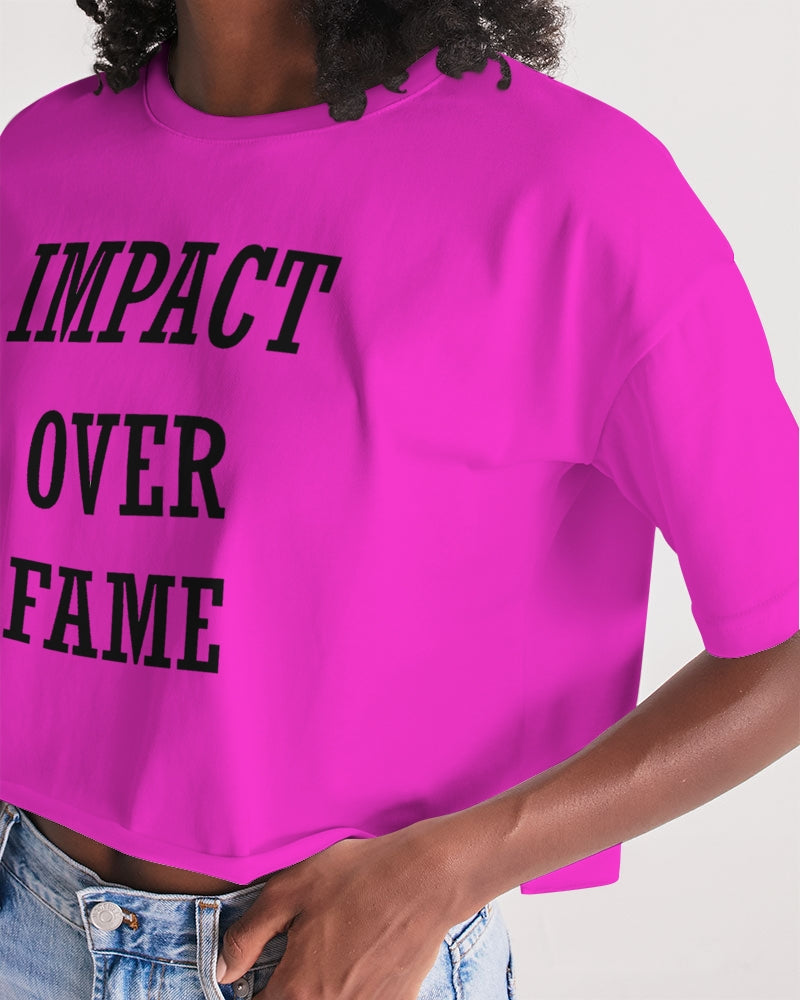 Impact Over Fame Pink & Black Lounge Cropped Tee