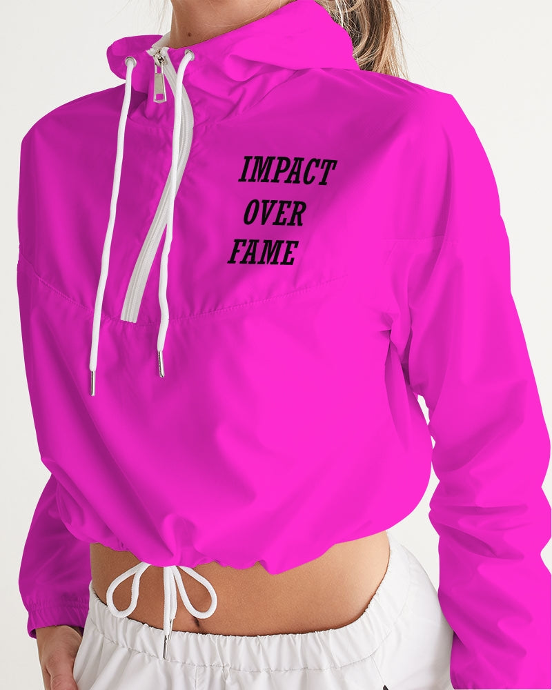 Impact Over Fame Pink & Black Cropped Windbreaker