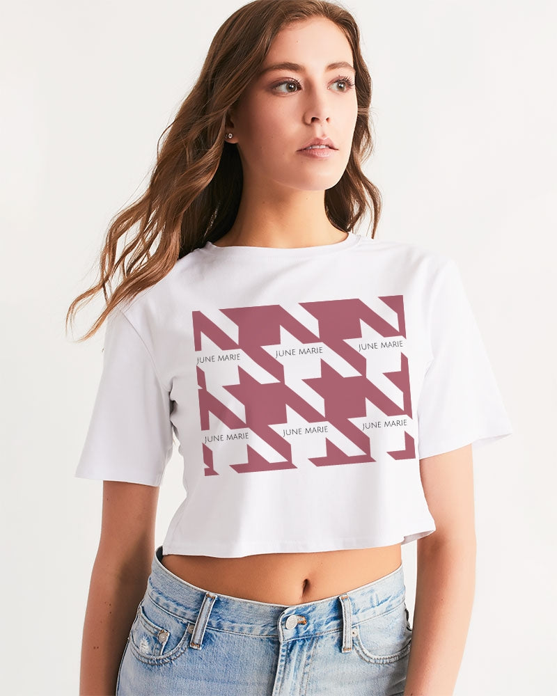 Deep Rose Houndstooth Cropped Tee
