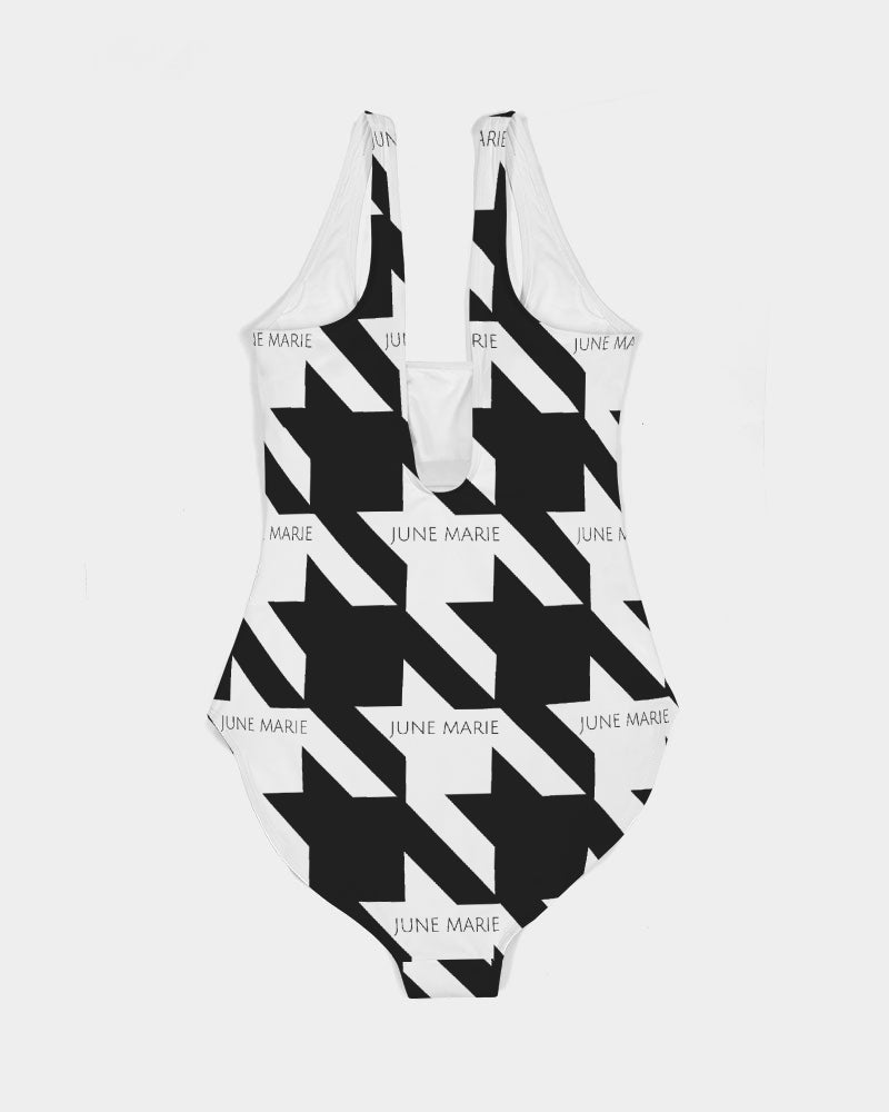 Black & White Houndstooth One-Piece Swimsuit