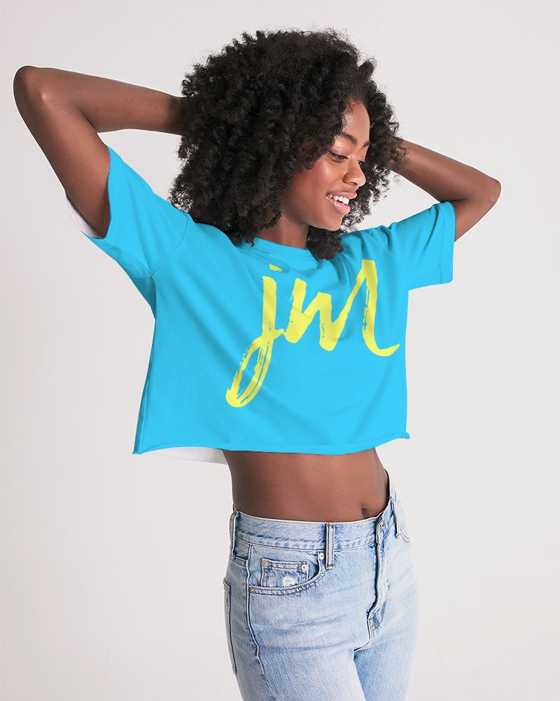 Blue & Green Cropped Tee